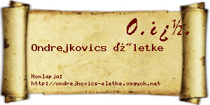 Ondrejkovics Életke névjegykártya